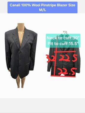Canali 100% Wool Pinstripe Blazer Size M/L